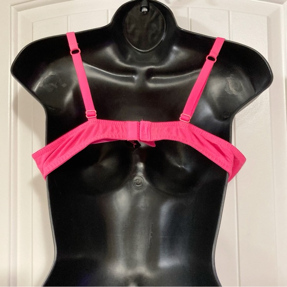 LA SENZA 38C Hot neon pink and black lace underwire t-shirt bra ~ Barbiecore C38 - Picture 14 of 14